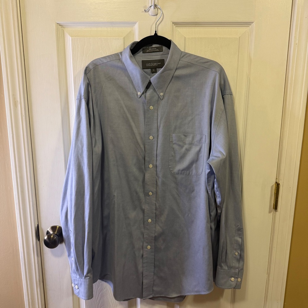 Croft & Barrow Mens Light Blue 100% Cotton Non-Iron Dress Shirt 17 35 L/S